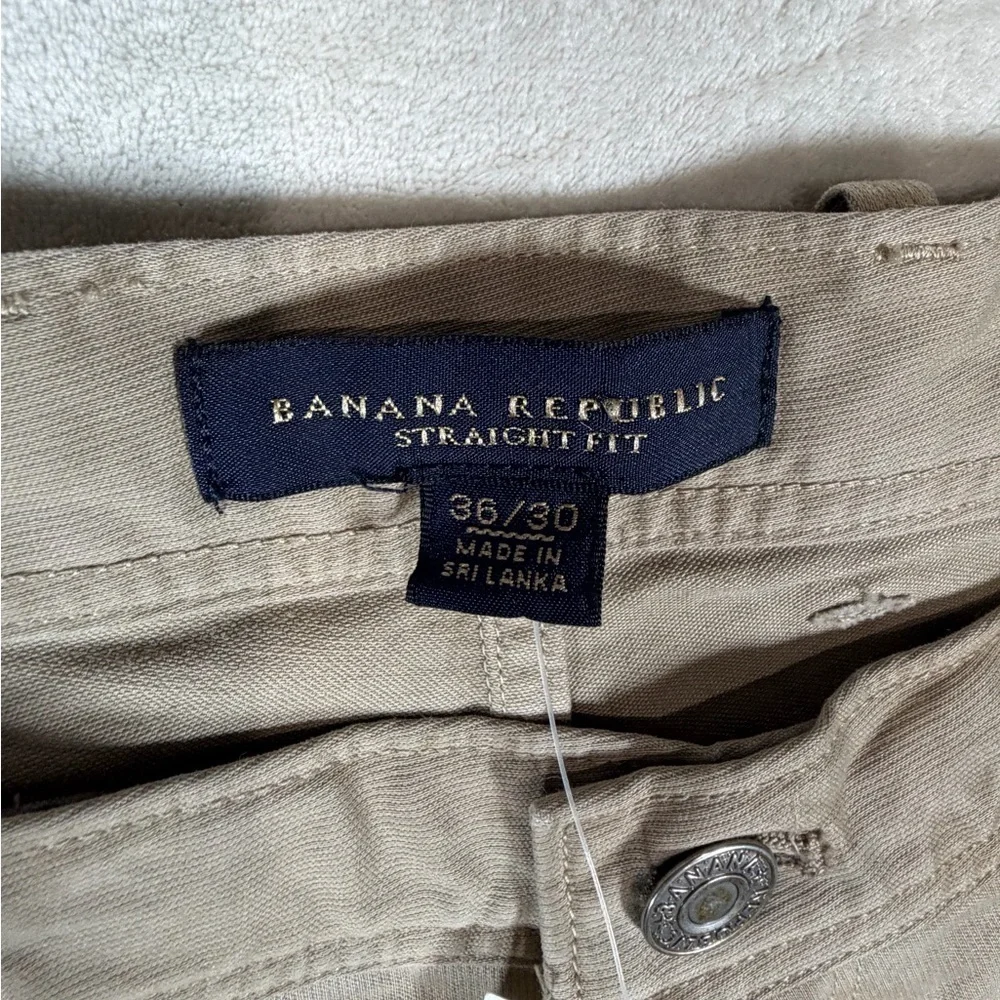 NWT Banana Republic 36W Khaki Straight-Fit Structured Trousers Pants